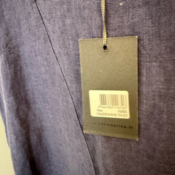 Kokomarina XXL linen Asymmetrical Dress in dark blue palette. - Picture 4 of 11